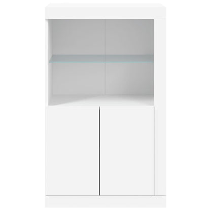 vidaXL Beistellschrank mit LED-Leuchten Weiß Holzwerkstoff