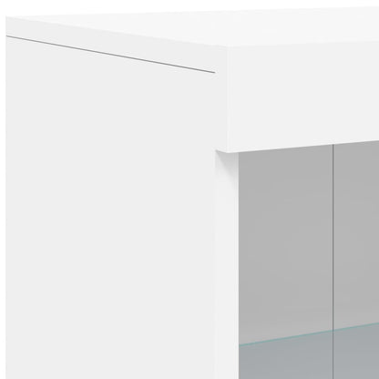 vidaXL Beistellschrank mit LED-Leuchten Weiß Holzwerkstoff