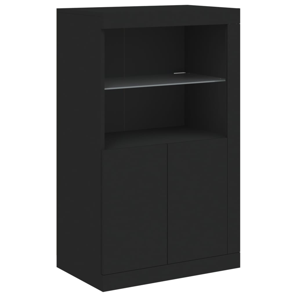vidaXL Beistellschrank mit LED-Leuchten Schwarz Holzwerkstoff