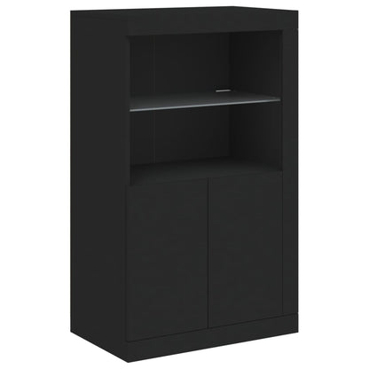 vidaXL Beistellschrank mit LED-Leuchten Schwarz Holzwerkstoff