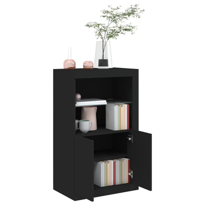 vidaXL Beistellschrank mit LED-Leuchten Schwarz Holzwerkstoff