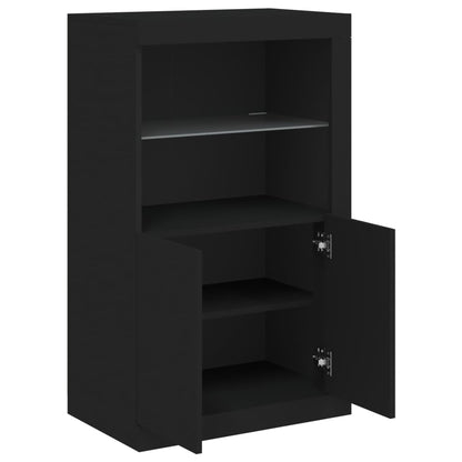 vidaXL Beistellschrank mit LED-Leuchten Schwarz Holzwerkstoff