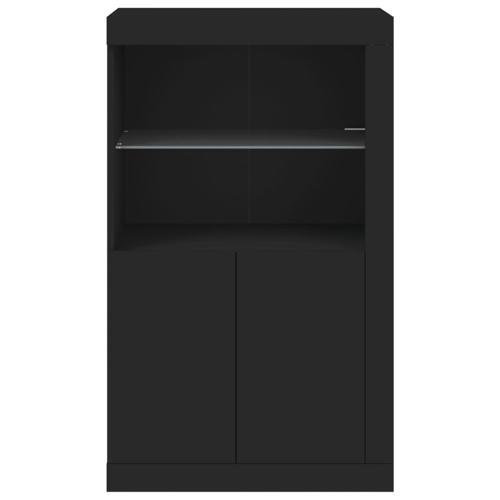 vidaXL Beistellschrank mit LED-Leuchten Schwarz Holzwerkstoff