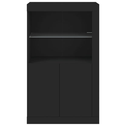 vidaXL Beistellschrank mit LED-Leuchten Schwarz Holzwerkstoff