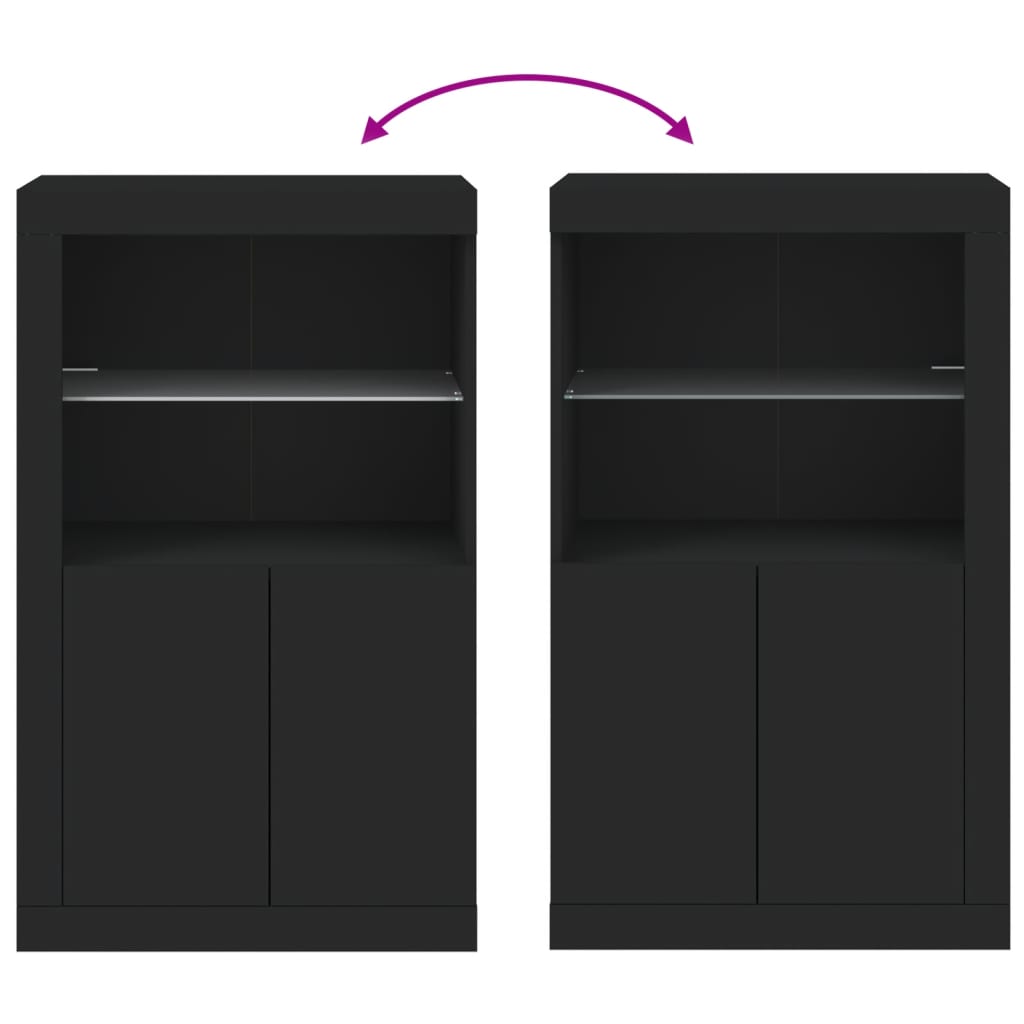 vidaXL Beistellschrank mit LED-Leuchten Schwarz Holzwerkstoff