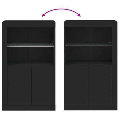 vidaXL Beistellschrank mit LED-Leuchten Schwarz Holzwerkstoff