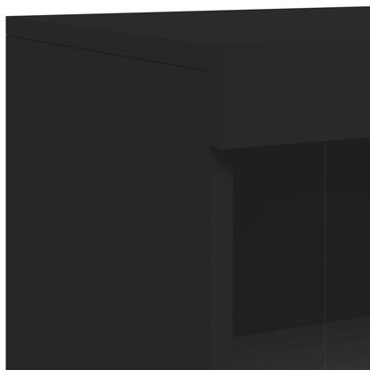 vidaXL Beistellschrank mit LED-Leuchten Schwarz Holzwerkstoff