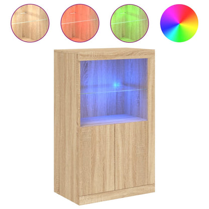vidaXL Meuble d'appoint avec lumières LED Chêne Sonoma Bois d'ingénierie