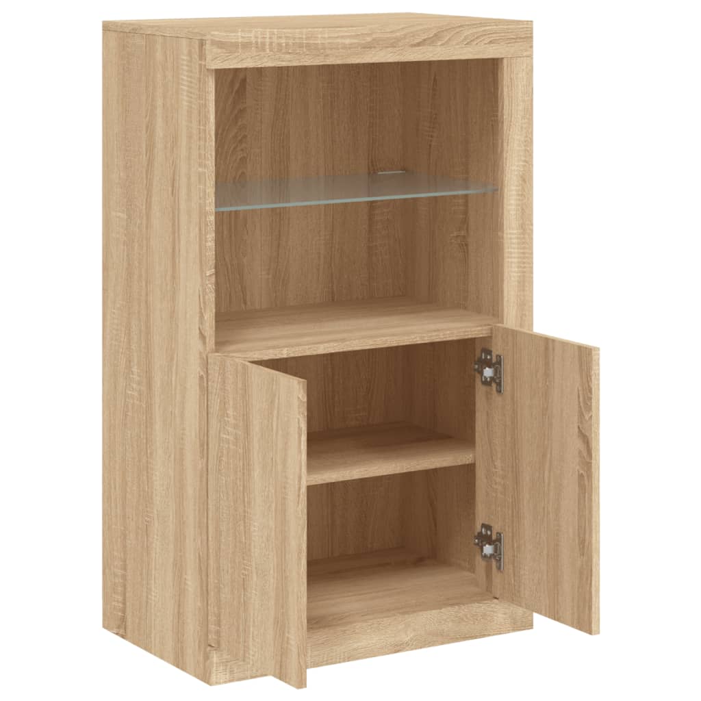 vidaXL Meuble d'appoint avec lumières LED Chêne Sonoma Bois d'ingénierie