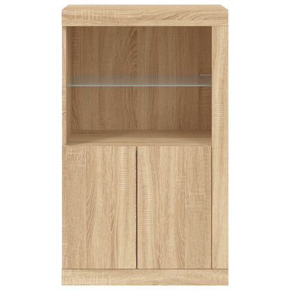 vidaXL Meuble d'appoint avec lumières LED Chêne Sonoma Bois d'ingénierie