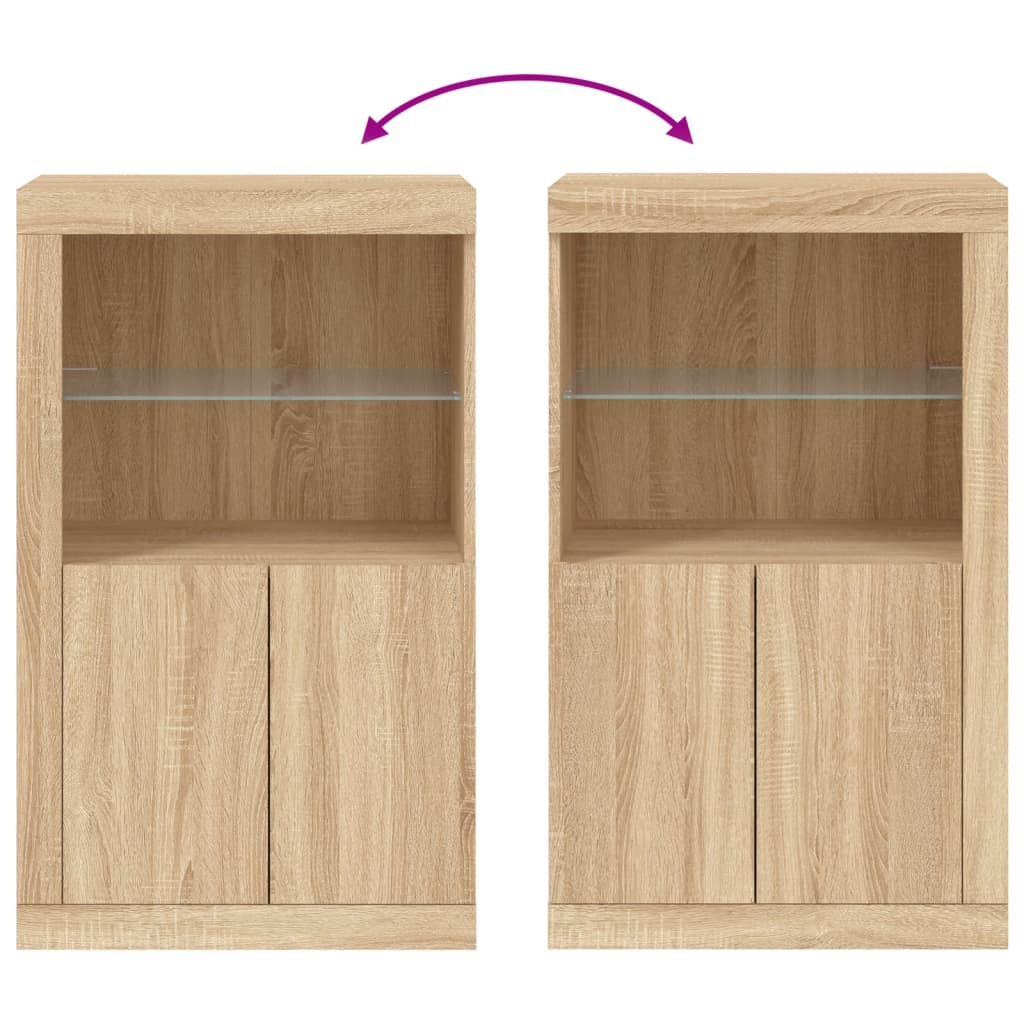 vidaXL Meuble d'appoint avec lumières LED Chêne Sonoma Bois d'ingénierie