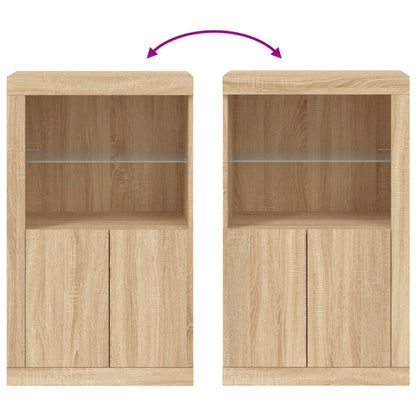 vidaXL Meuble d'appoint avec lumières LED Chêne Sonoma Bois d'ingénierie