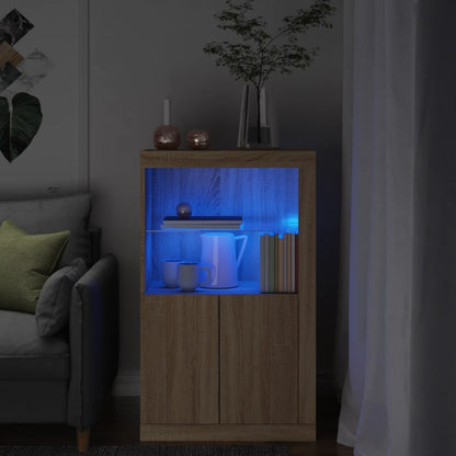 vidaXL Meuble d'appoint avec lumières LED Chêne Sonoma Bois d'ingénierie