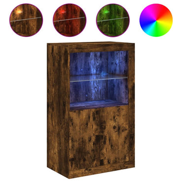 vidaXL Armoirette avec lumières LED Chêne fumé Bois d'ingénierie