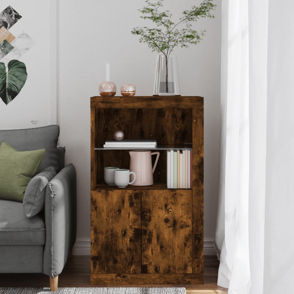 vidaXL Armoirette avec lumières LED Chêne fumé Bois d'ingénierie