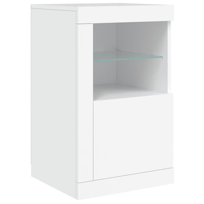 vidaXL Beistellschrank mit LED-Leuchten Weiß Holzwerkstoff