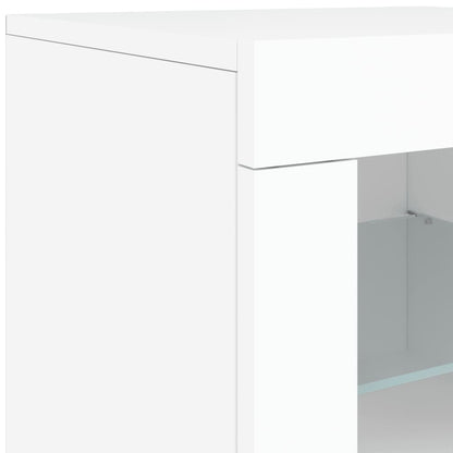 vidaXL Armoires d'appoint avec lumières LED 2 pcs Blanc Bois d'ingénierie