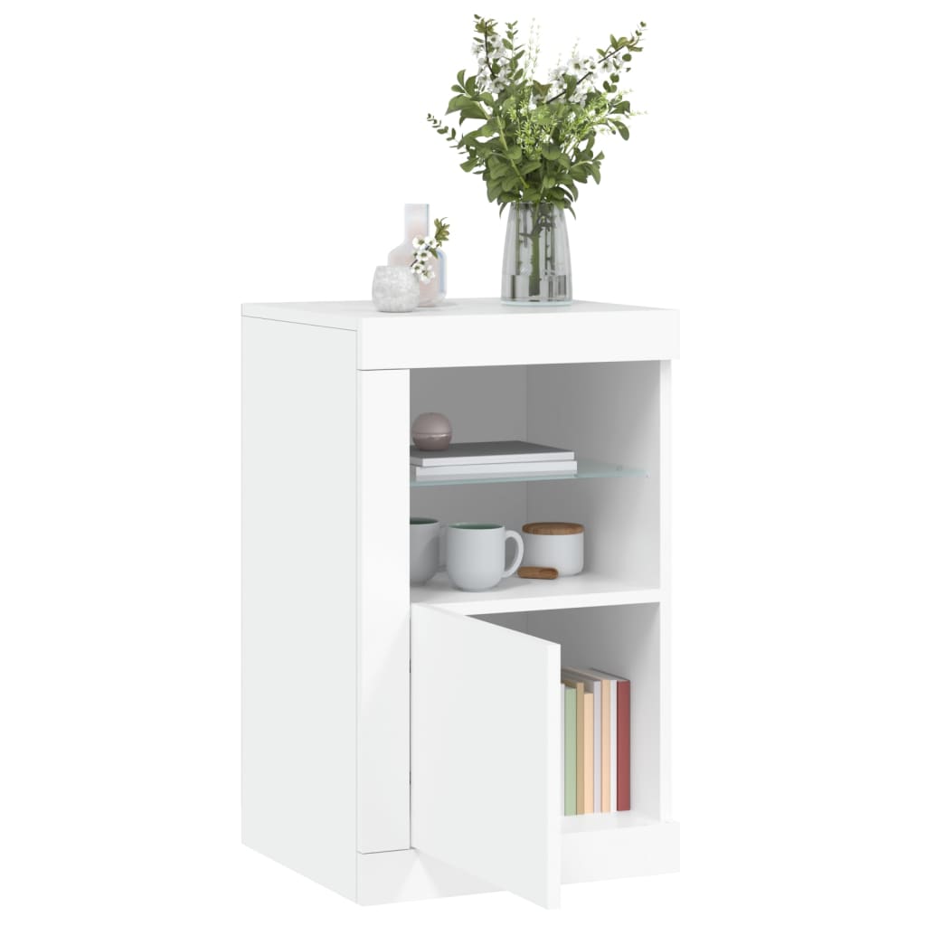 vidaXL Armoires d'appoint avec lumières LED 2 pcs Blanc Bois d'ingénierie