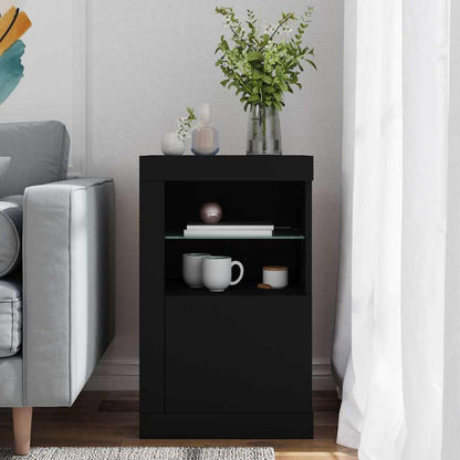 vidaXL Beistellschrank mit LED-Leuchten Schwarz Holzwerkstoff
