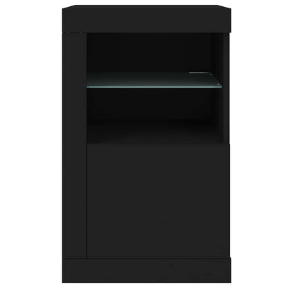 vidaXL Beistellschrank mit LED-Leuchten Schwarz Holzwerkstoff