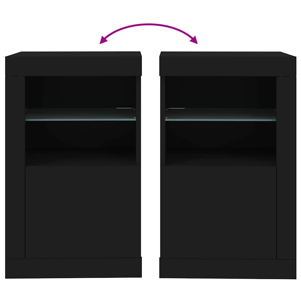 vidaXL Beistellschrank mit LED-Leuchten Schwarz Holzwerkstoff
