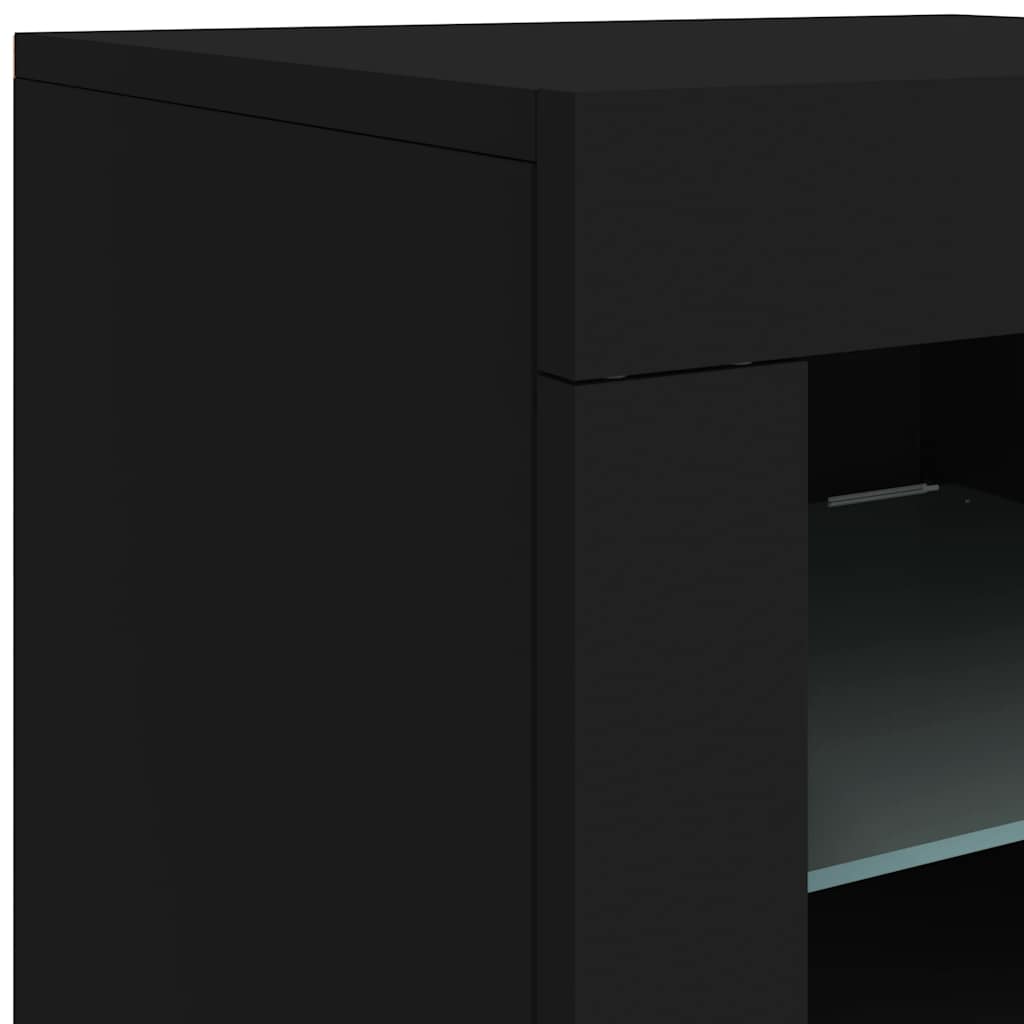 vidaXL Beistellschrank mit LED-Leuchten Schwarz Holzwerkstoff