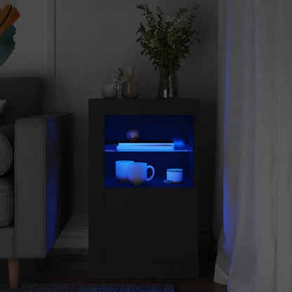 vidaXL Beistellschrank mit LED-Leuchten Schwarz Holzwerkstoff
