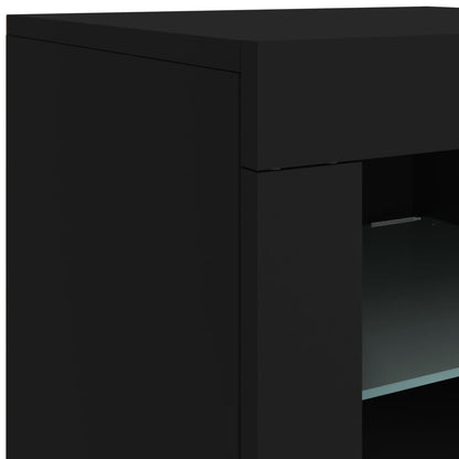 vidaXL Commodes avec lumières LED 2 pcs Noir Bois d'ingénierie