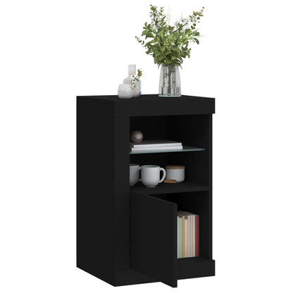 vidaXL Commodes avec lumières LED 2 pcs Noir Bois d'ingénierie