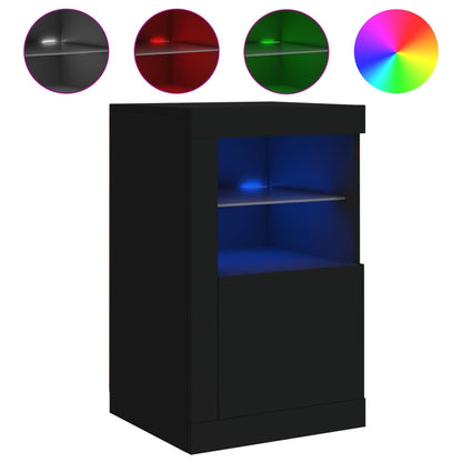 vidaXL Commodes avec lumières LED 2 pcs Noir Bois d'ingénierie