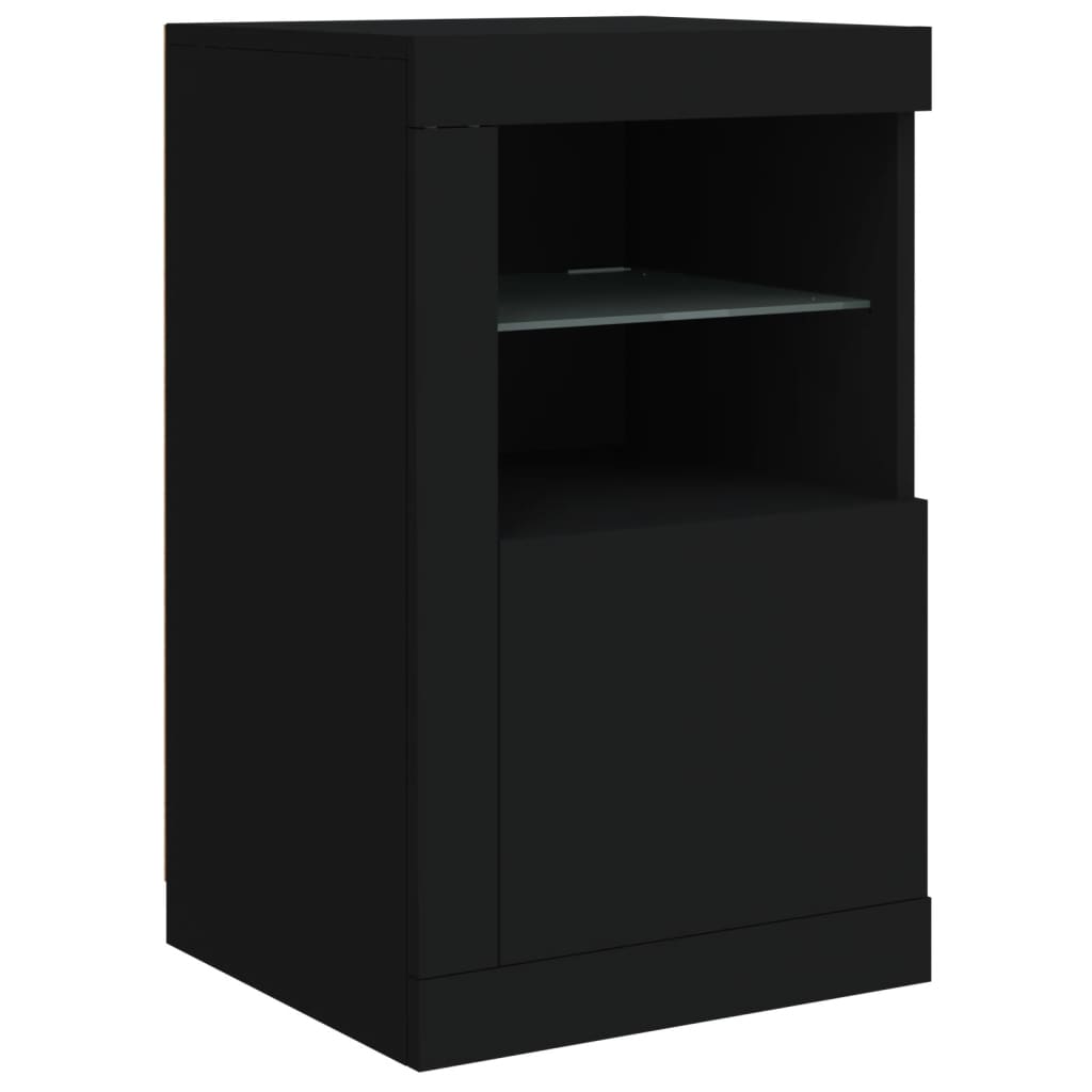 vidaXL Commodes avec lumières LED 2 pcs Noir Bois d'ingénierie