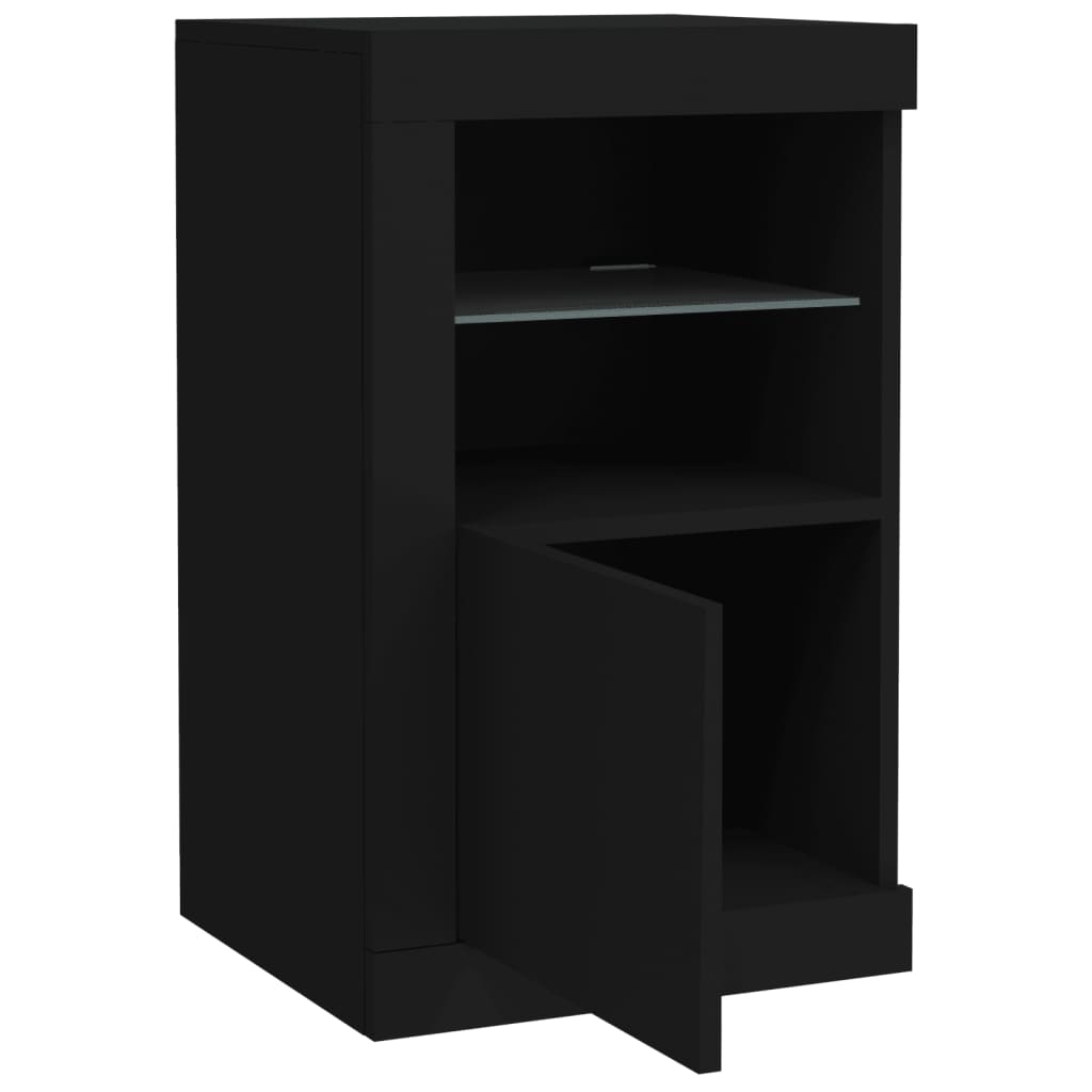 vidaXL Commodes avec lumières LED 2 pcs Noir Bois d'ingénierie
