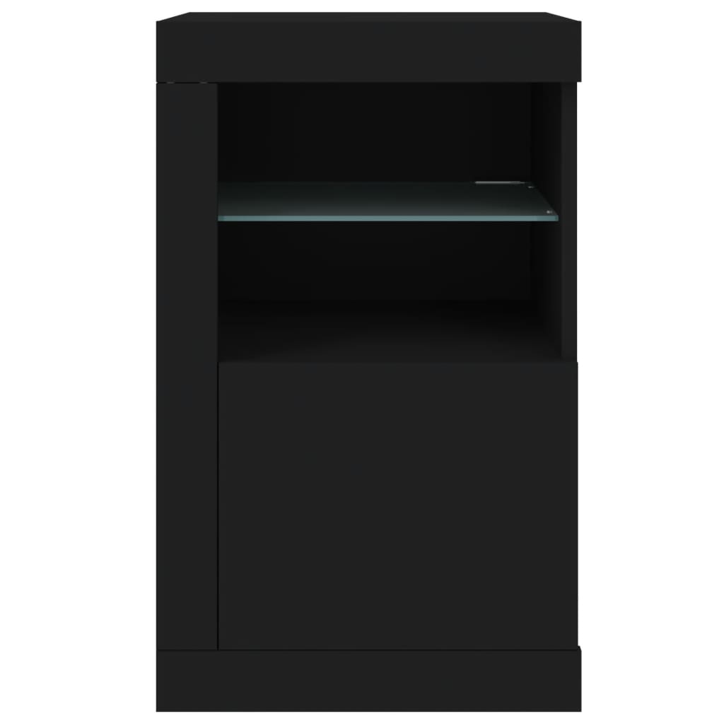 vidaXL Commodes avec lumières LED 2 pcs Noir Bois d'ingénierie
