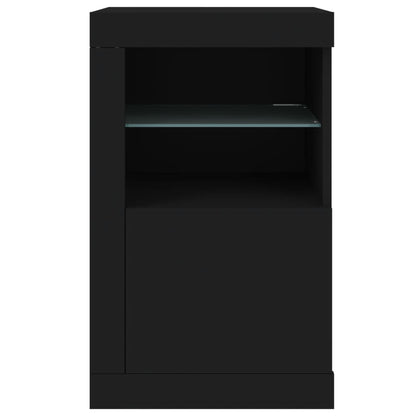 vidaXL Commodes avec lumières LED 2 pcs Noir Bois d'ingénierie