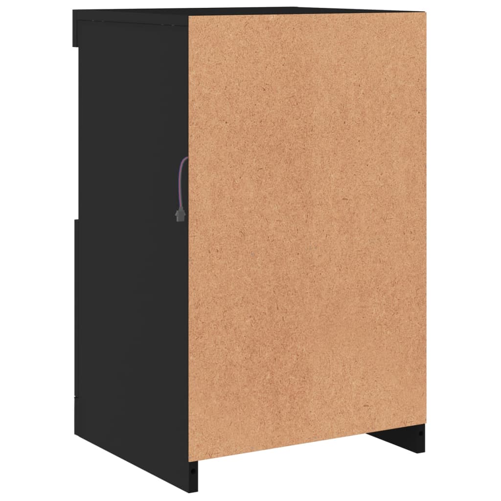 vidaXL Commodes avec lumières LED 2 pcs Noir Bois d'ingénierie