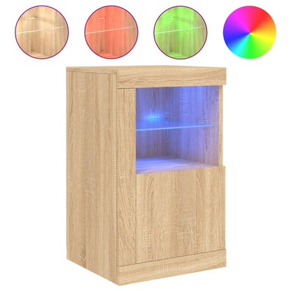 vidaXL Beistellschränke mit LED-Leuchten 2 Stk. Sonoma Eiche
