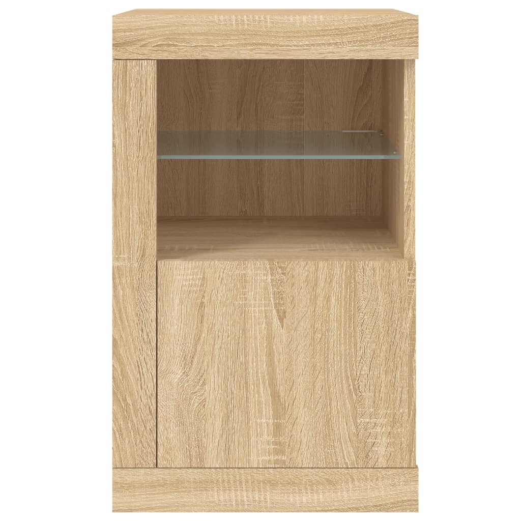 vidaXL Beistellschränke mit LED-Leuchten 2 Stk. Sonoma Eiche