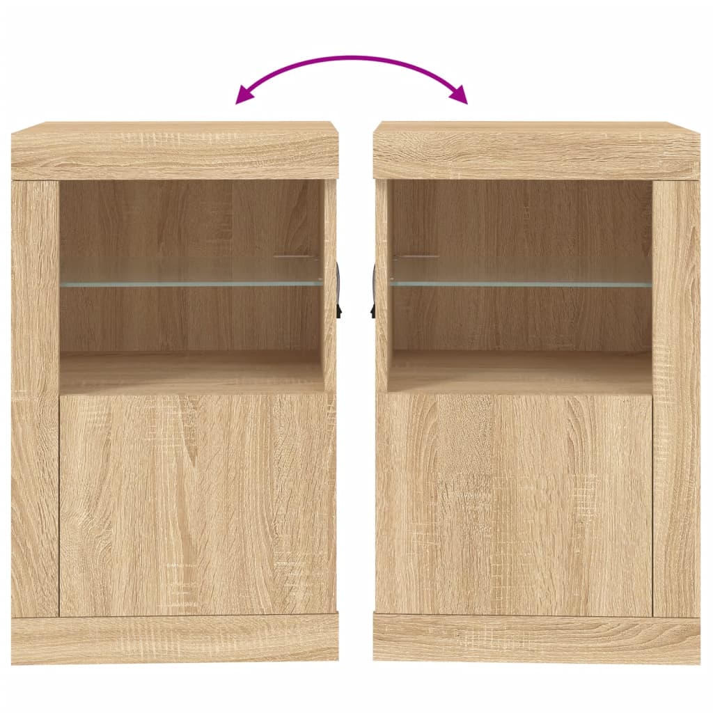 vidaXL Beistellschränke mit LED-Leuchten 2 Stk. Sonoma Eiche