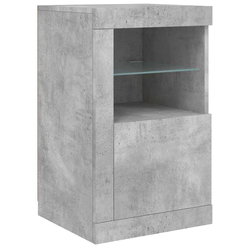 vidaXL Beistellschrank mit LED-Leuchten Betongrau Holzwerkstoff