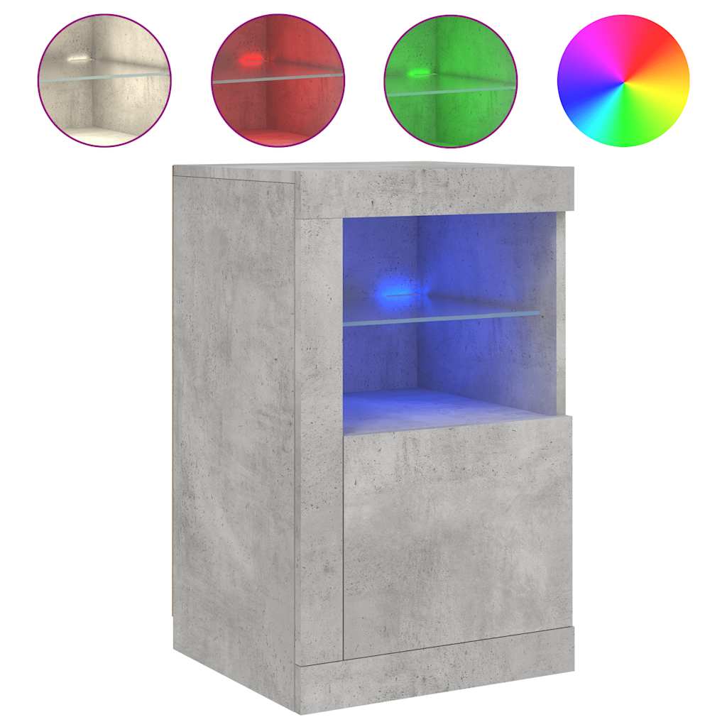 vidaXL Beistellschrank mit LED-Leuchten Betongrau Holzwerkstoff