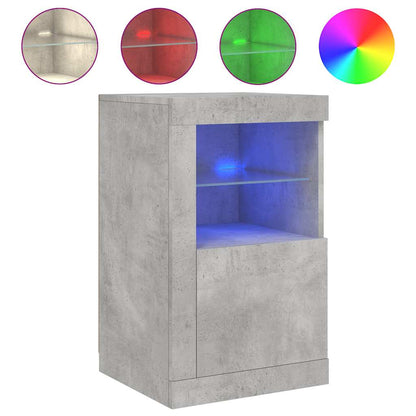 vidaXL Beistellschrank mit LED-Leuchten Betongrau Holzwerkstoff