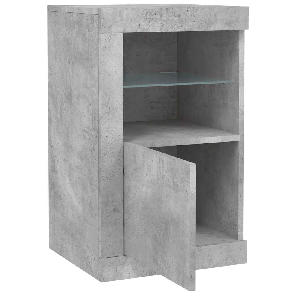vidaXL Beistellschrank mit LED-Leuchten Betongrau Holzwerkstoff