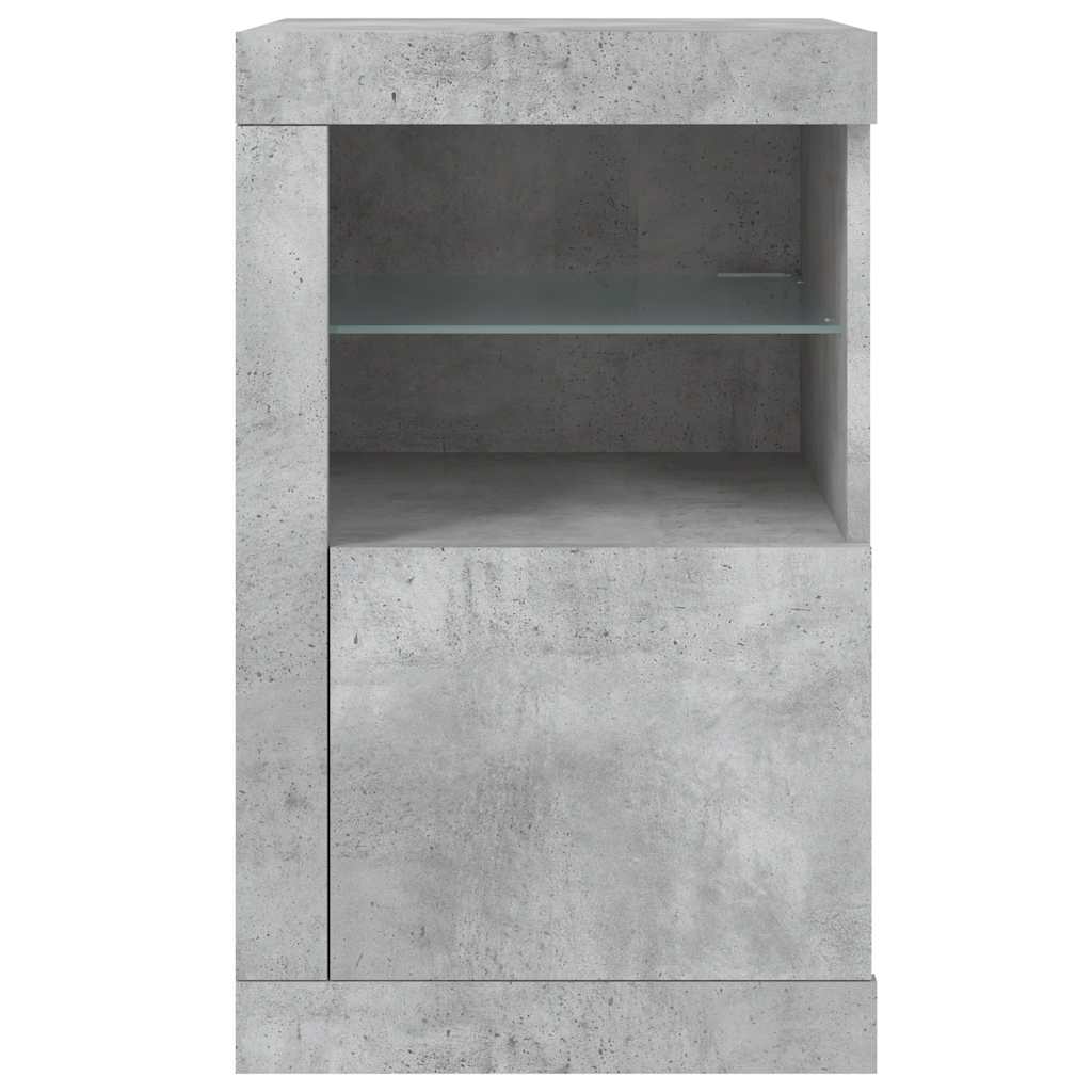 vidaXL Beistellschrank mit LED-Leuchten Betongrau Holzwerkstoff
