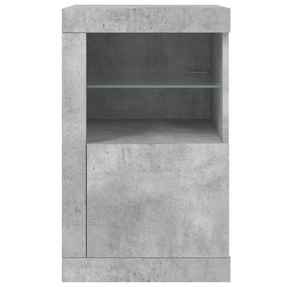 vidaXL Beistellschrank mit LED-Leuchten Betongrau Holzwerkstoff