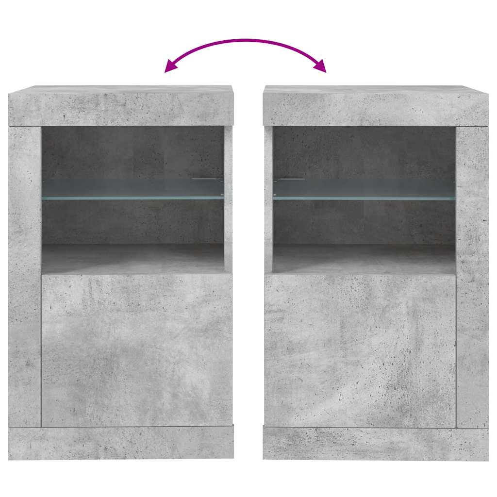 vidaXL Beistellschrank mit LED-Leuchten Betongrau Holzwerkstoff