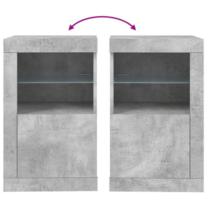 vidaXL Beistellschrank mit LED-Leuchten Betongrau Holzwerkstoff
