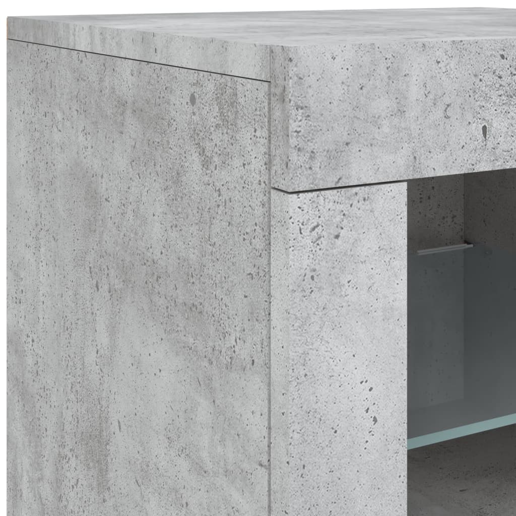 vidaXL Beistellschränke mit LED-Leuchten 2 Stk Betongrau Holzwerkstoff