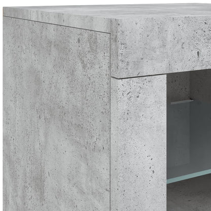 vidaXL Beistellschränke mit LED-Leuchten 2 Stk Betongrau Holzwerkstoff