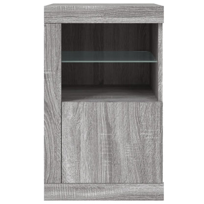 vidaXL Beistellschränke mit LED-Leuchten 2 Stk. Grau Sonoma