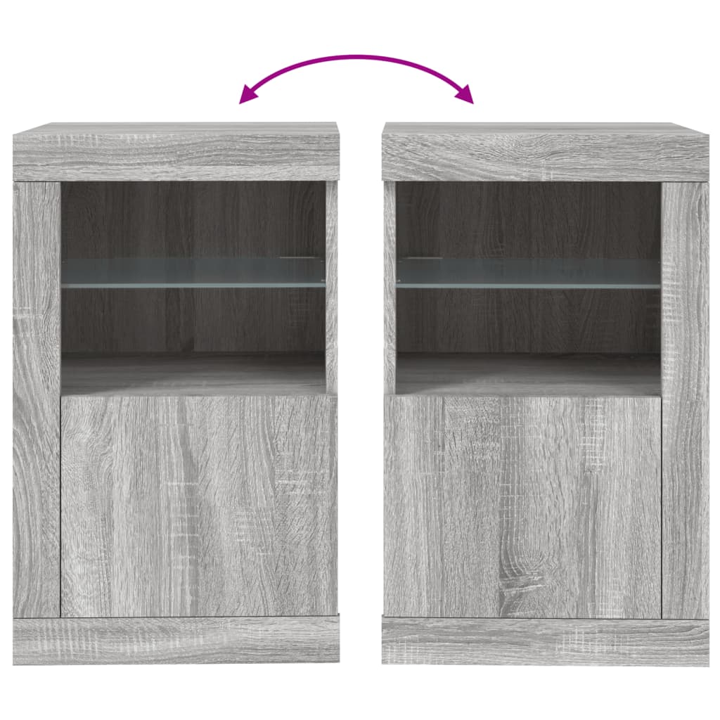 vidaXL Beistellschränke mit LED-Leuchten 2 Stk. Grau Sonoma